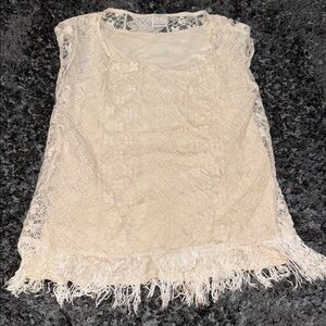 Ella Moss Cream Lace Ruffled Blouse